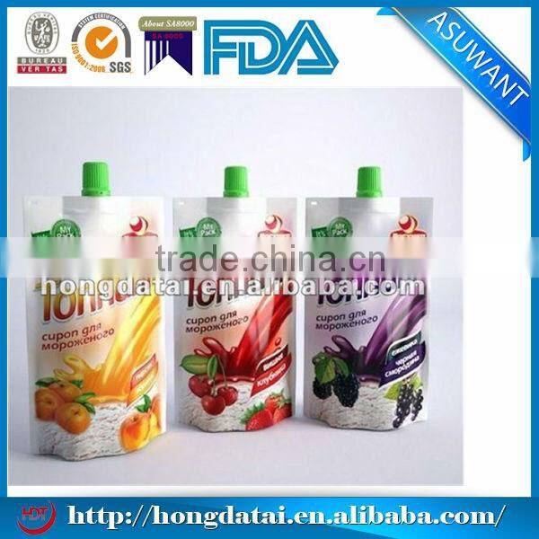 Food grade plastic bag for liquid soap with spout