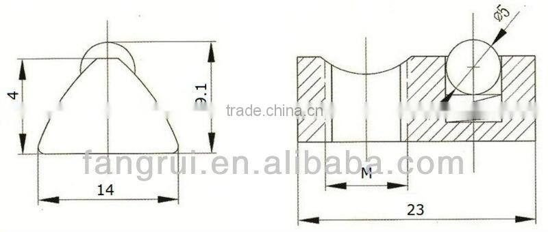 Roll in T nut with spring loaded ball for slot 8 profile