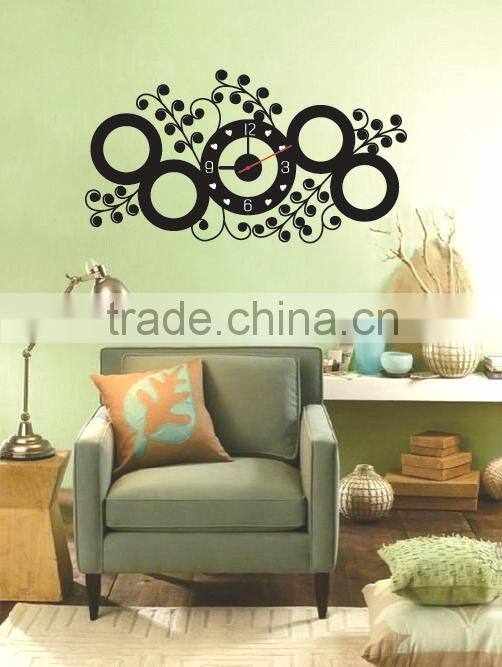 large loving heart clock shape removable room decor 3D wall sticker