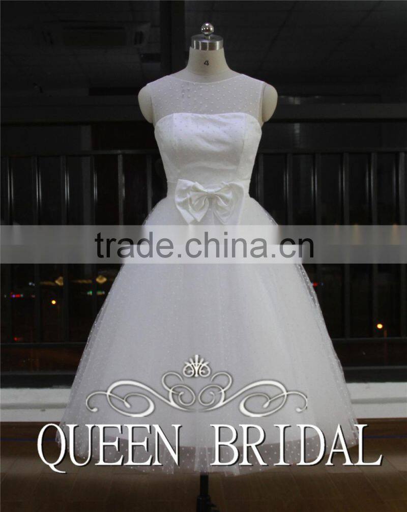 2015 Sleeveless Transparent Tulle Butterfly Wedding Dress Short Ball Gown