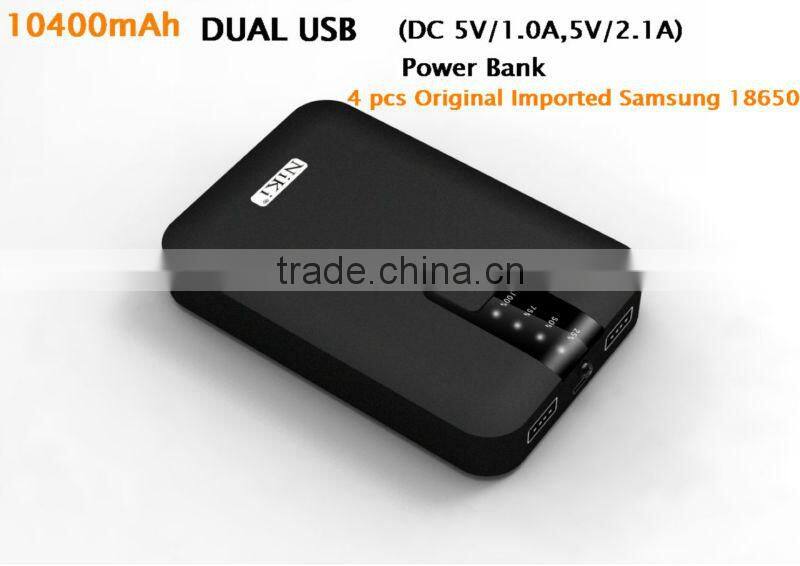 2013 New For Samsung Battery 18650 Dual USB Mobile Power Bank 10400mAH
