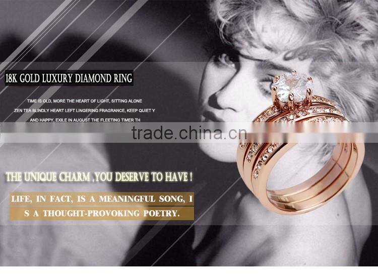 3pcs/Set 18kgp Jewelry Gold Rings Price With Stones