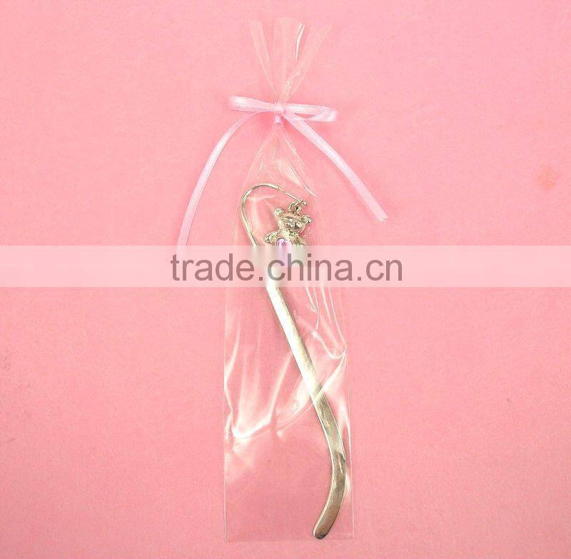 custom metal flower shaped Bookmarks with Ribbon, Made of Alloy and Crystal