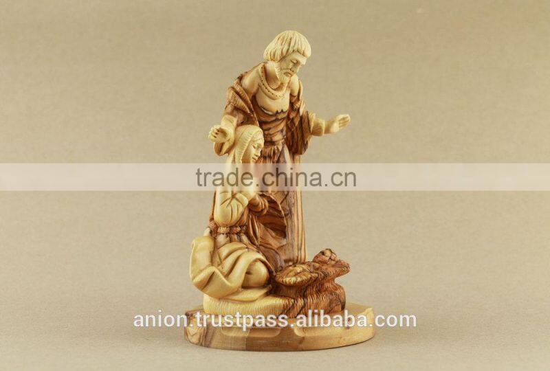 Christmas Composition Olive Wood Carved Holy Family