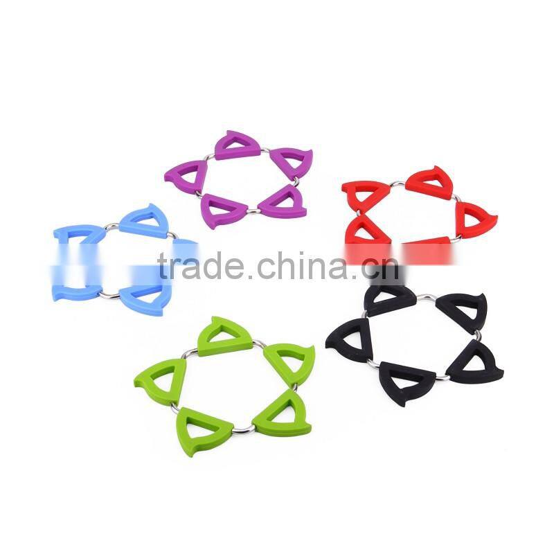 Insulation and heat resistant pentagon transformable silicone stainless steel pot holders