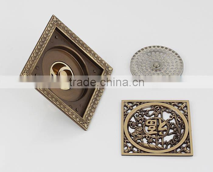 XINHANGMU antique floor drain brass anti-odor square 120*120mm