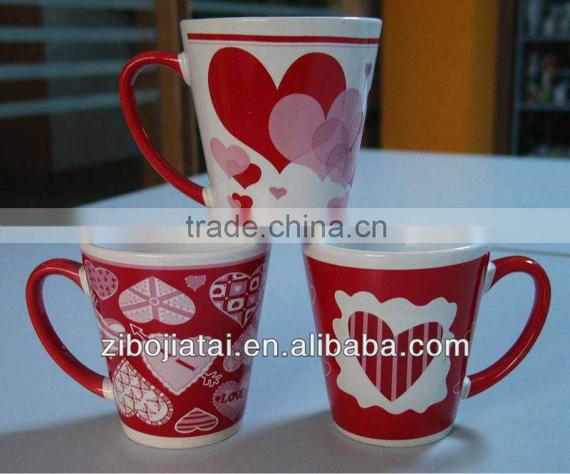 Ceramic V Shape Mug With Fruit Decal Printing