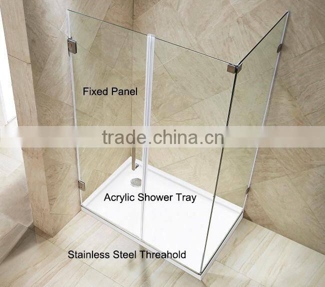 2016 Free standing Clear 6-10mm Tempered Glass Bathroom Frameless 2 Sided Hinged Glass Shower Enclosure Simple Shower Room Cabin
