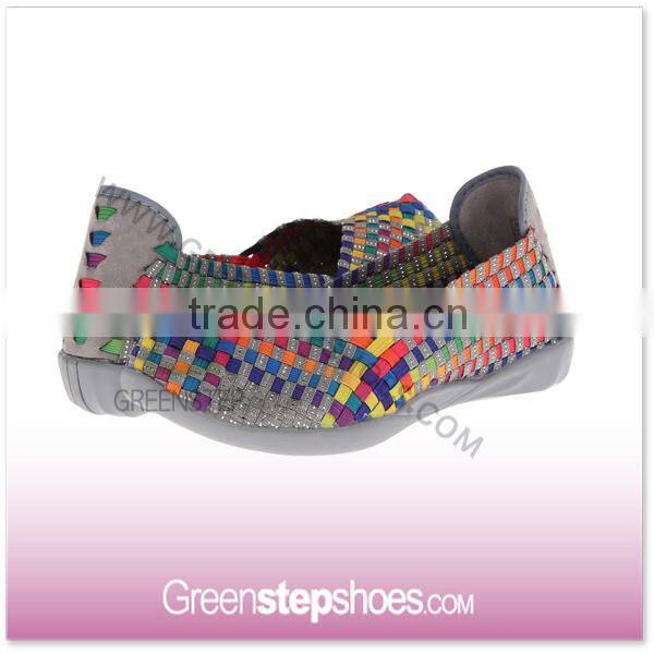 Lady's Slip-on Manufacturer Weave Flat Casual Shoes