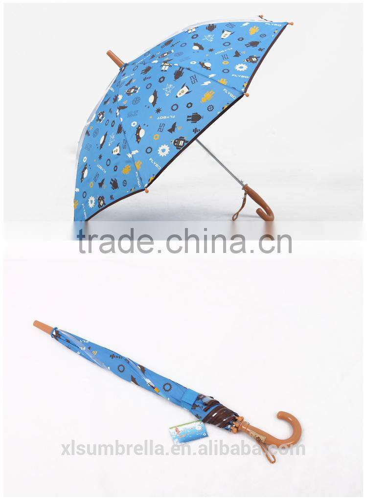 2 clear panels cartoon fabric and POE children umbrella