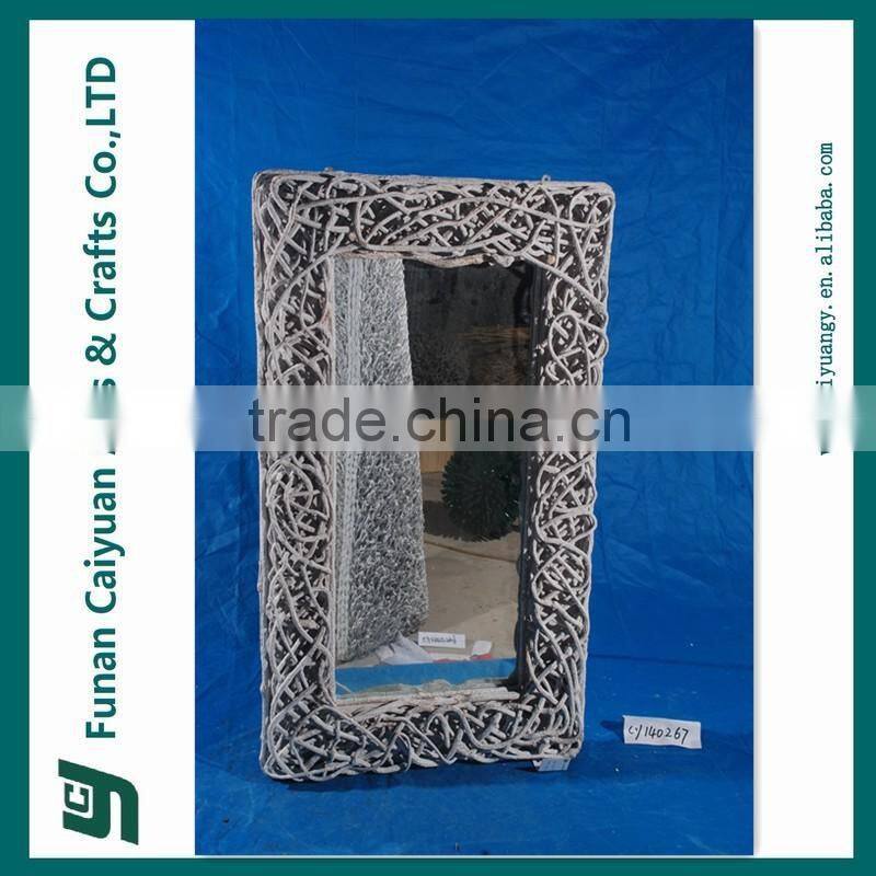 Wooden high wicker framed home decoration handmade mirror design