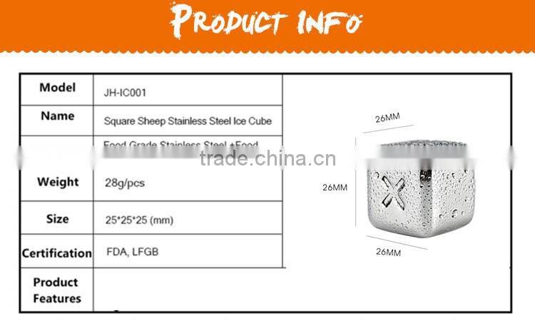 Brand new design reusable stainless steel ice cube, ice whiskey stone, with notation logo