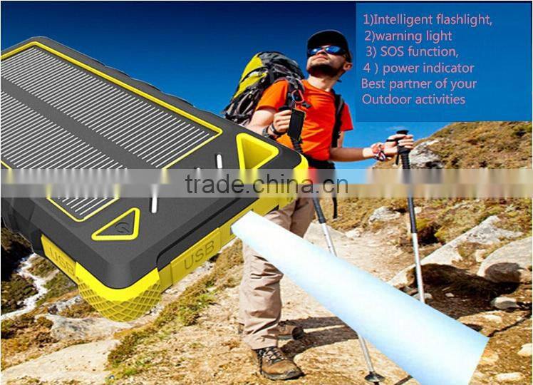 New design built -in battery 8000mAh, outdoor solar power bank , warterproof solar power bank for smart phone laptop