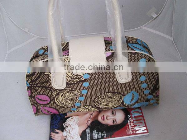 African printed wax fabric and leather bag