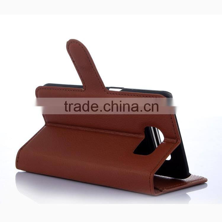 Factory Price Lichee Leather Pouch Wallet Case Folio Stand Cover Case for Samsung GALAXY S6 edge