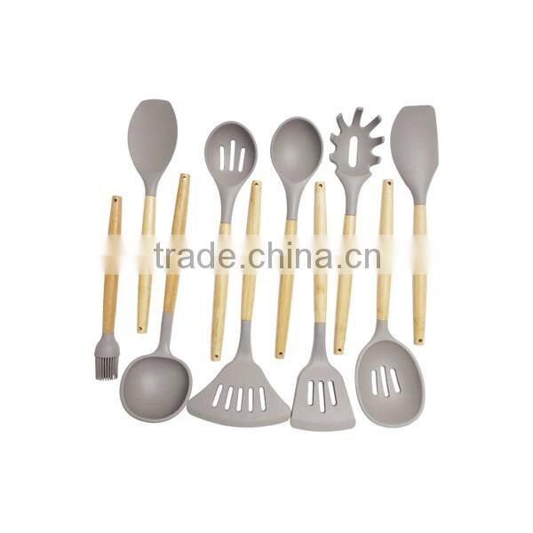 CK006 Solid Spoon/silicone kitchen utensils with wooden handle