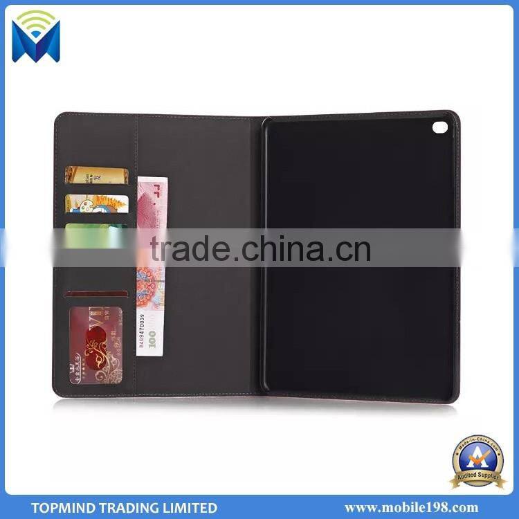 High Quality Leather Flip Cover Case for iPad Air 2 with Card Slot