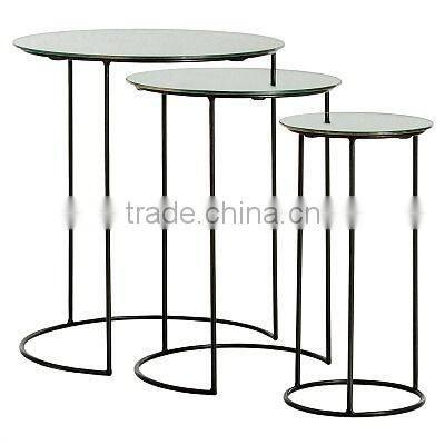 Modern home furniture tempered glass side table with gold stainless steel base