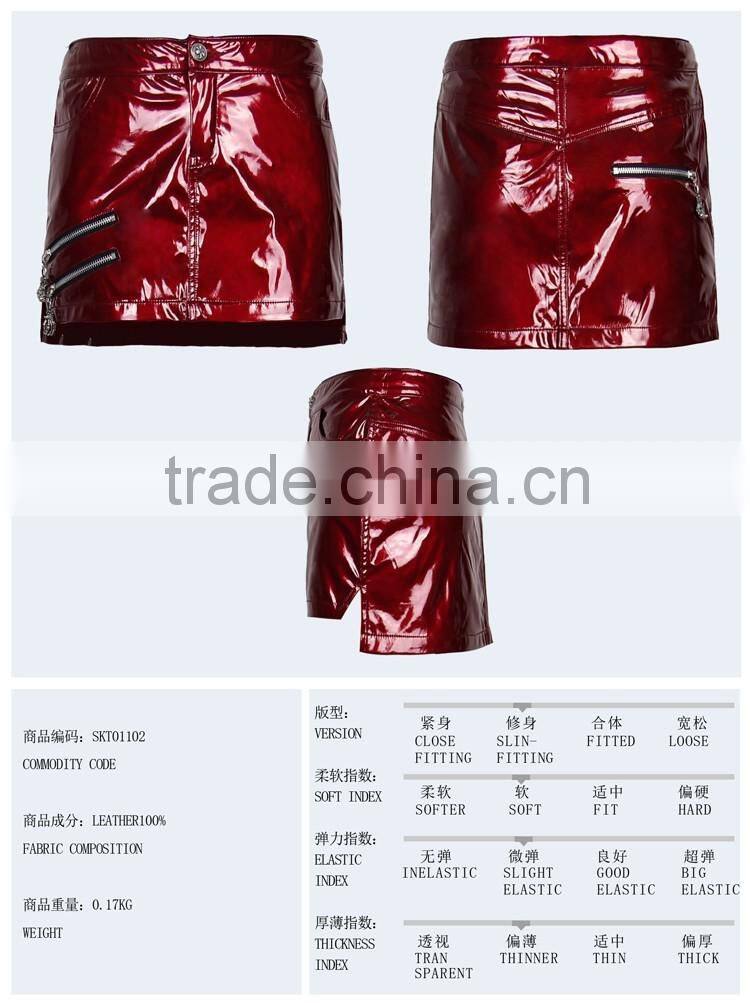 Devil fashion 2015 PUNK gothic leather mini skirts in red SKT01102