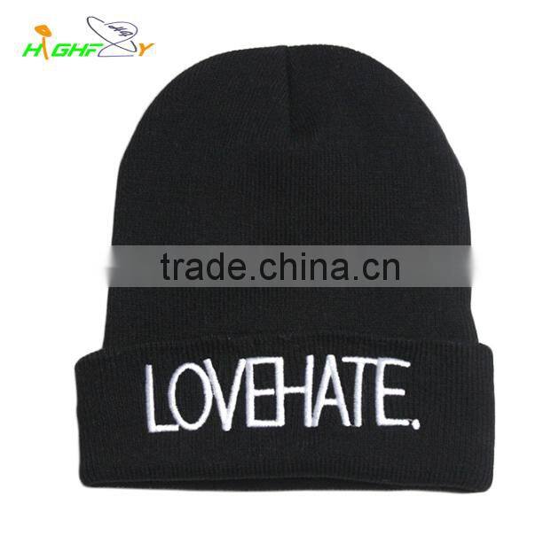 High Quality Pom Pom Cheap Custom embroidery Winter Hat/Knitted Beanie/Knitted Hat