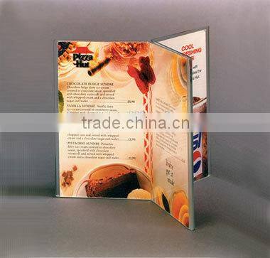 Three sides A4 size acrylic menu holder for restaurant use