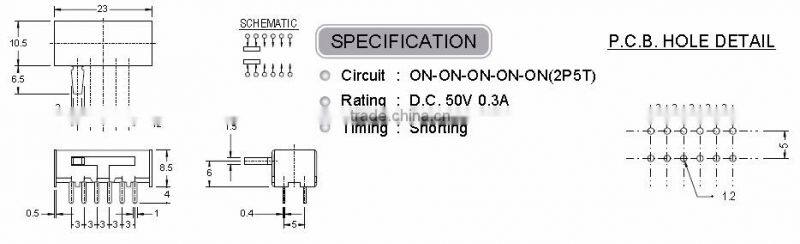 SK25D01 Horizontal Type Slide Switch