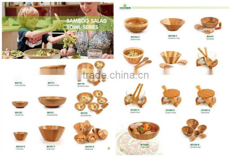 High quality bamboo bowl,bamboo salad bowl with server