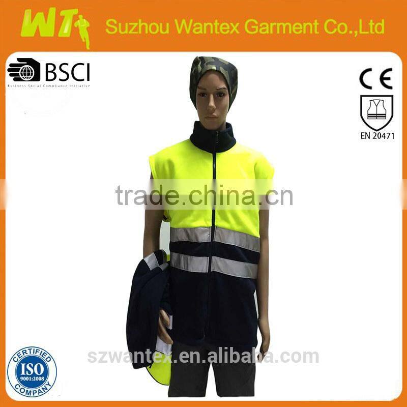 EN20471/343 fluo-yellow/orange winter waterproof winter men 7 in 1 bomber jacket park with reflector