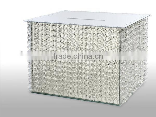 Wholesale crystal bead hanging and metal money box for wedding centerpieces