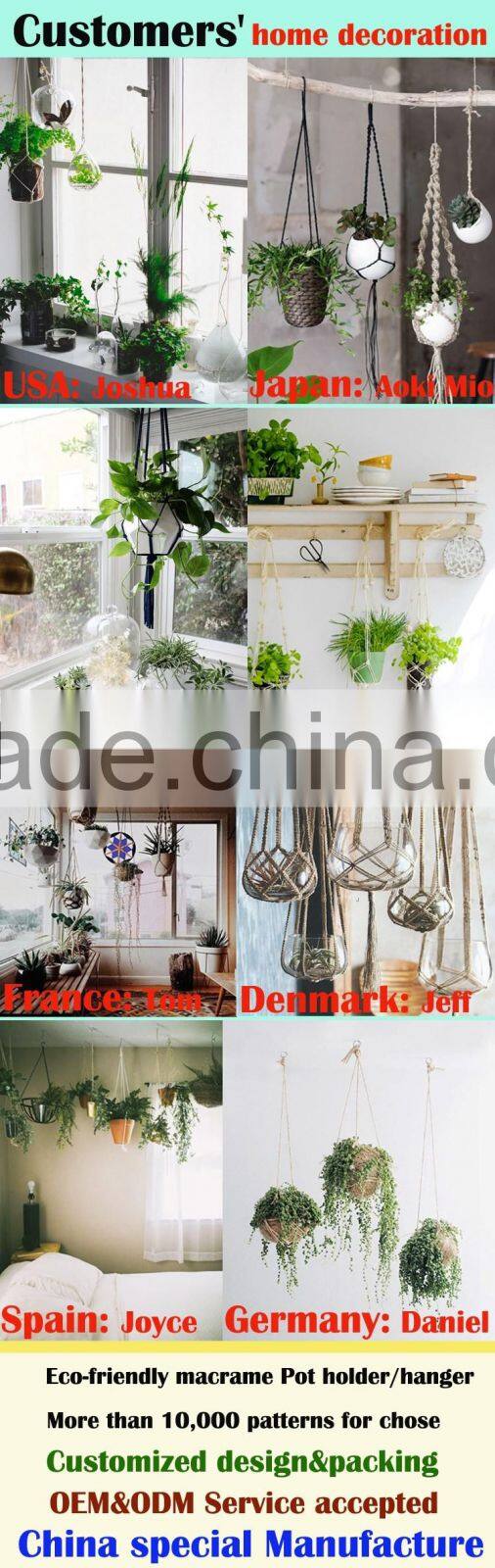 Hot selling macrame wall plant holder for hanging rope