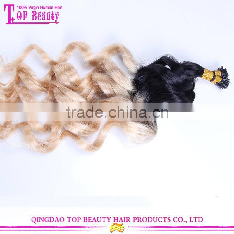 Hot selling I tip brazilian hair extension #1b #22 i tip hair extension kinky curly