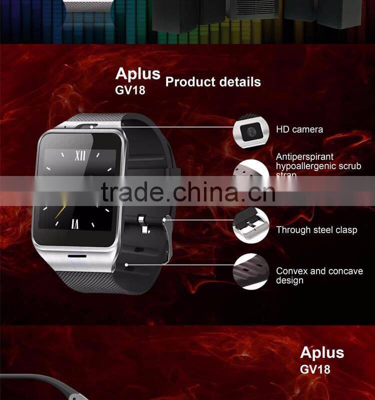 GV18 Smartwatch Bluetooth Sport Fitness Pedometer Camera Clock Bracelet Touch Screen Smart Watch Android Mobile Cell Phone