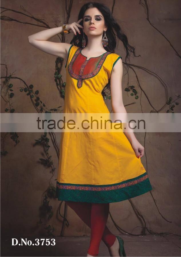 Indian Hand Block Printed Top Kurti Dress Ladies Women Kurta Blouse Shirt