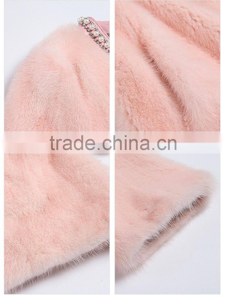 Wholesale customized white mink fur winter coat for women