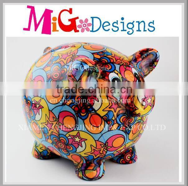 Wholesale Colorful Glazed Ceramic Pig Saving Boxes