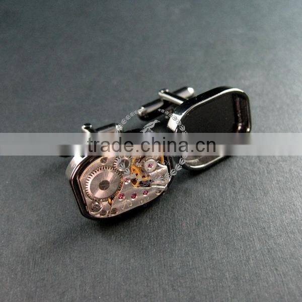 14x19mm setting size steam punk watch movement gun black DIY base tray French cufflink supplies cuff link findings 1500027
