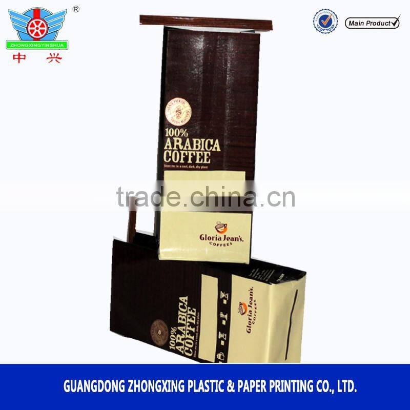 Customized plastic packaging bag for flat bottom tin tie coffee pouch with valve