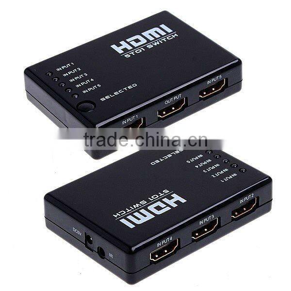 5 Port 1080P Video HDMI Switch Switcher Splitter for HDTV PS3 DVD with IR Remote
