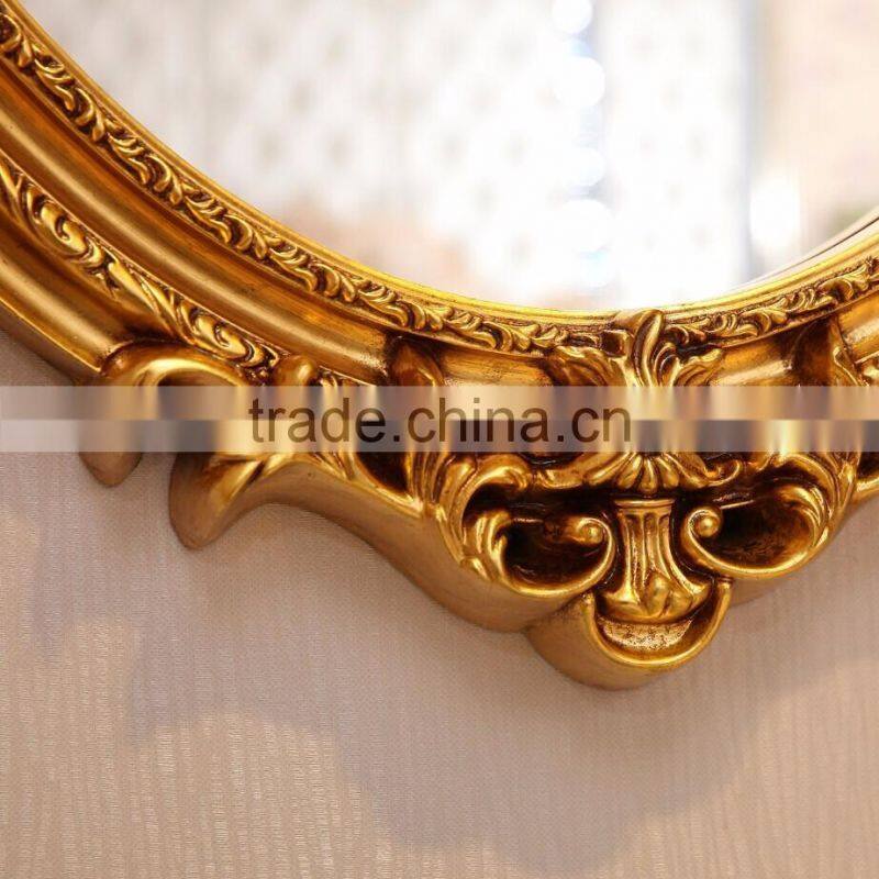 Graceful flower carving oval wall mirror