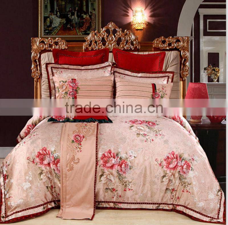 Romantic Honey Pink Lace Comforter Set, Wedding Set