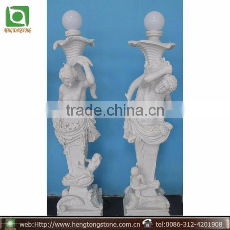 Stone Figure Statue With Lamp