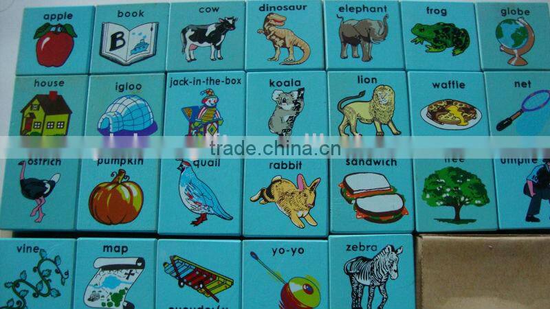 Custom alphabet wooden block set,wooden alphabet blocks toy