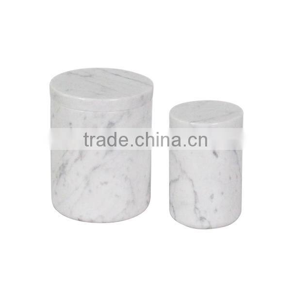 Home decor carrara marble candle jars designed with lids for customized