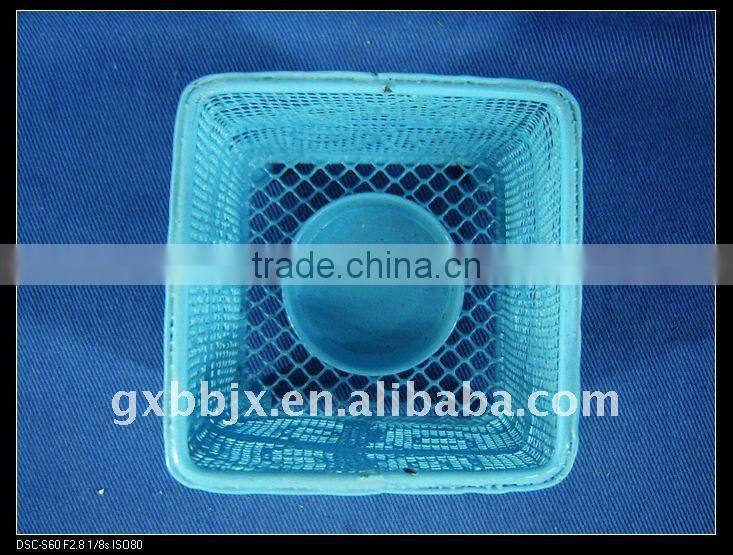 Blue iron wire square decorative candle hoder crafts