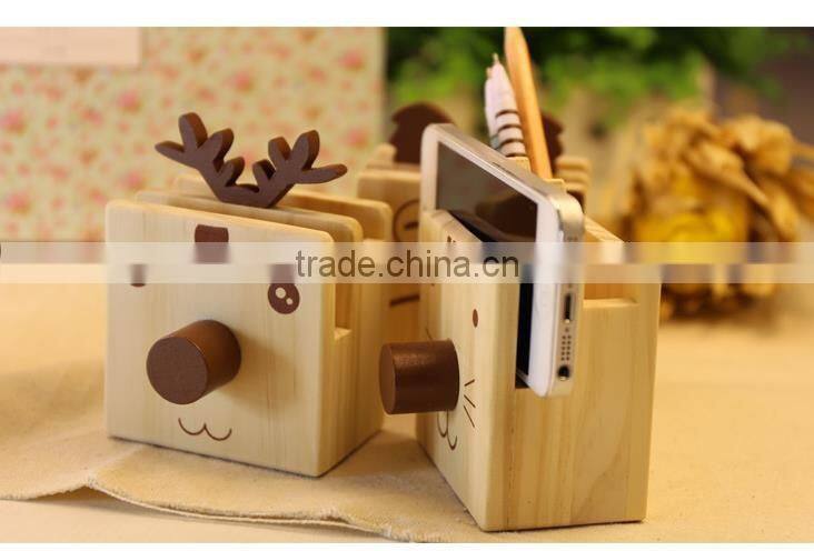 New design handmade cartoon wooden pen pot