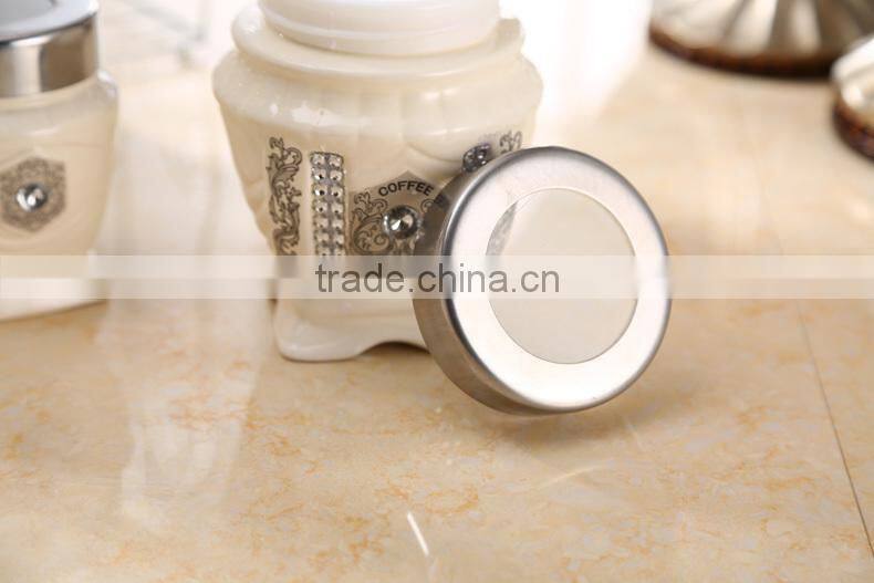 caremic canister set with stainless metal stand