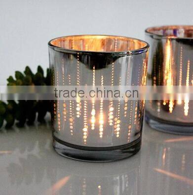 new design simple electroplate dot glass candle holder