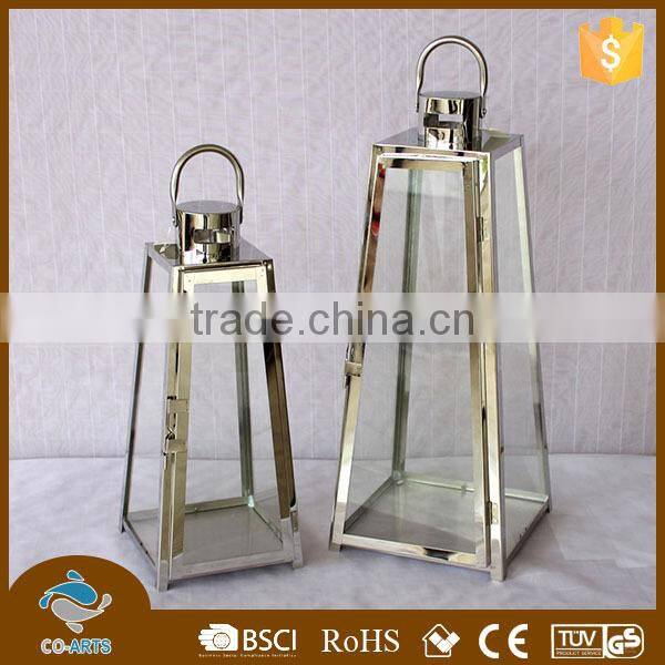 Mini decorative clear glass metal lantern stand