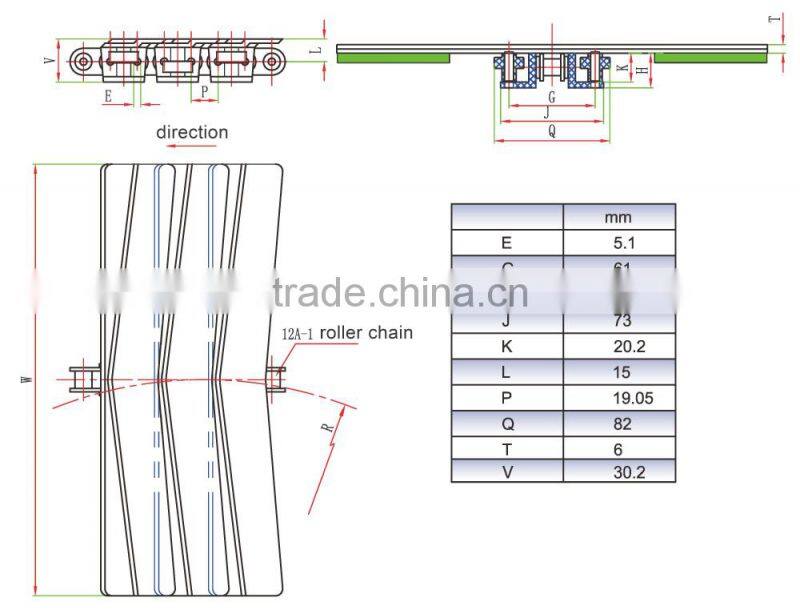 3873 Seamless Snap-on Chains With Rollers plastic table top chain for food conveyor