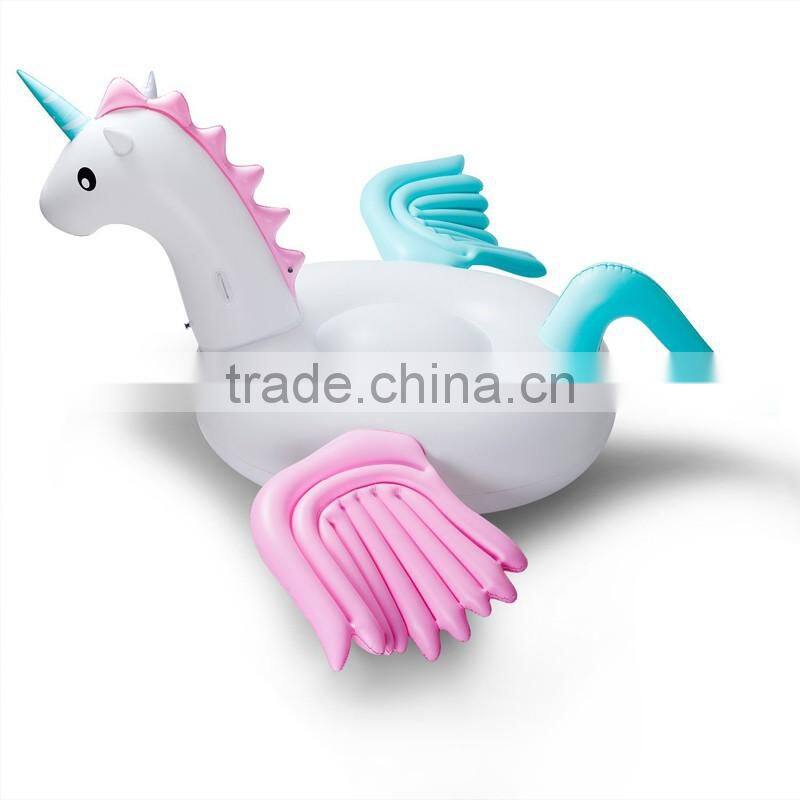 2017 new style hot selling leasure giant inflatable rainbow colorfull unicorn pool float ourdoor swim ring raft water party toys